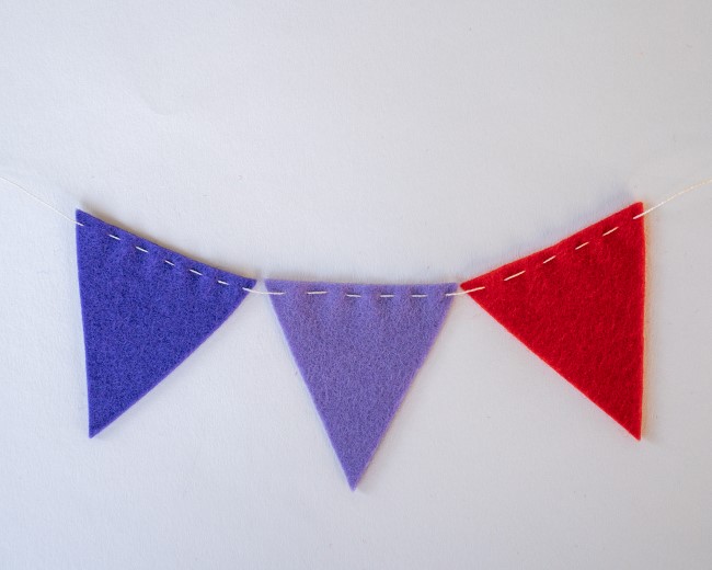 Three Colors Wool Felt Bunting Garland