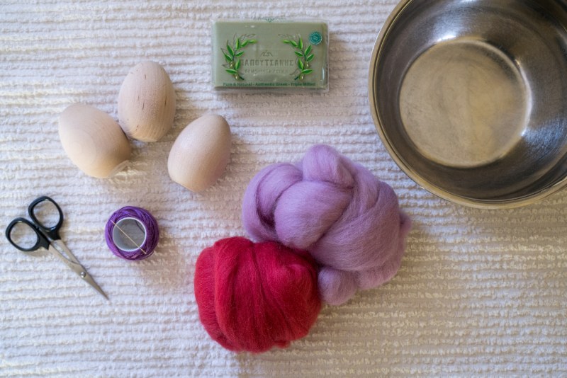 Materials for Felted Hollow Eggs