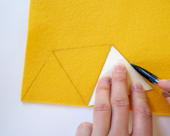 Tracing Triangles for Wool Felt Bunting Garland